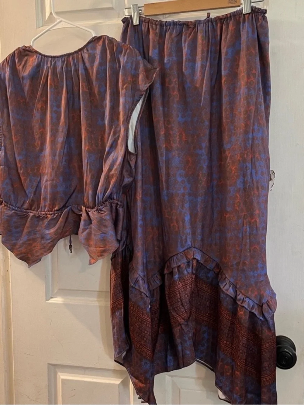Free People Dusty Purple & Rust Floral Two-Piece Maxi Set